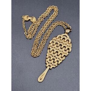 Monet Necklace Raging Seas Gold Tone 60s Statement Vintage